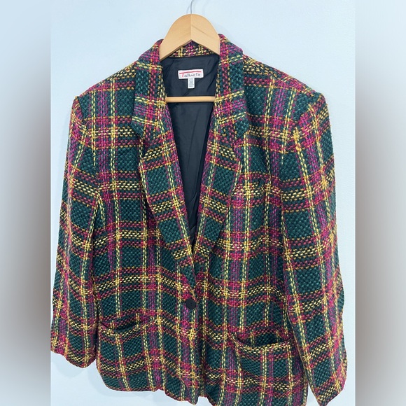 Vintage Talbots Plus Tweed Colorful plaid Blazer 20 - Picture 8 of 13